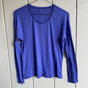 Lululemon On The Run Long Sleeve T Shirt Heathered Sapphire Blue